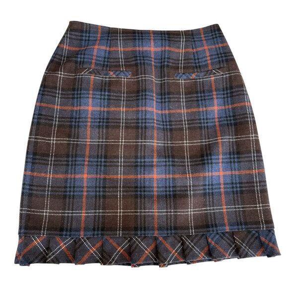 Cabi Heritage Plaid Wool Blend Lined Skirt ruffled pleated hem size 6 - Picture 2 of 8